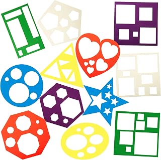 12 Pieces Geometric Stencils Template Set for Kids Children Simple Drawi...