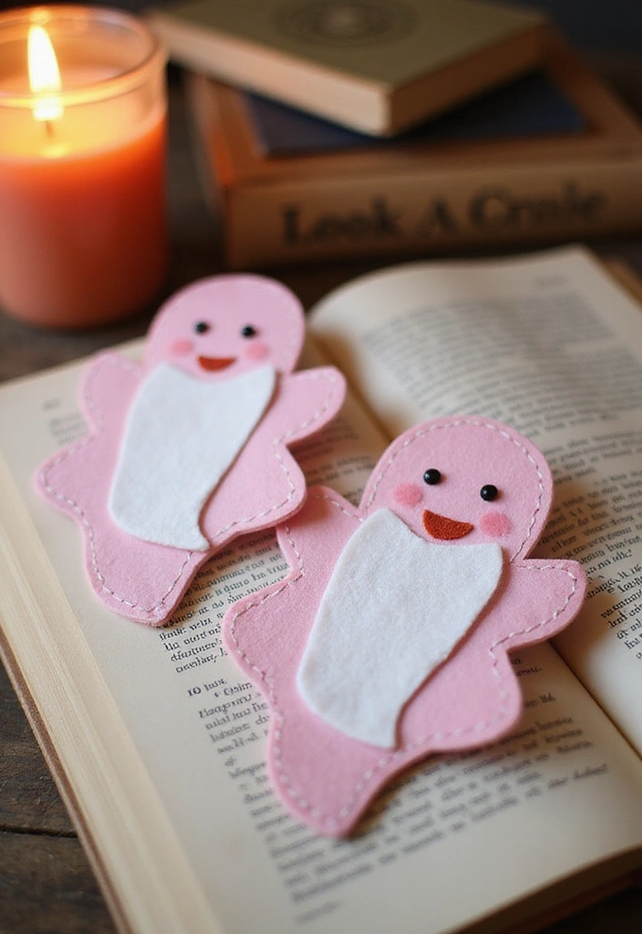 13 Adorable Pink Halloween Decor Ideas Every Book Lover Will Love - 6. Ghostly Bookmarks