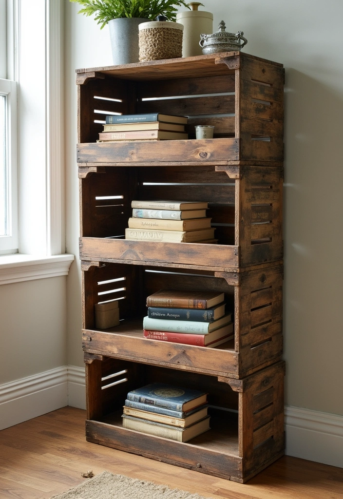 20 DIY Home Library Ideas Every Book Lover Needs to Try (Get Ready for #13!) - 6. Repurposed Wine Crates