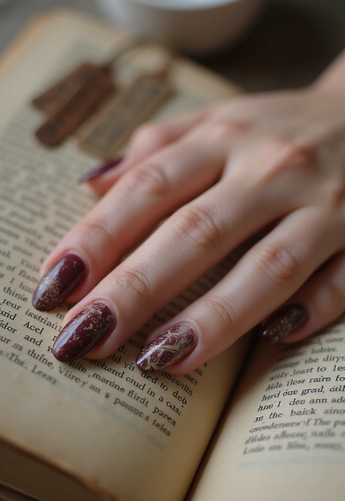 14 Gothic Nail Ideas That Will Make Every Book Lover's Heart Skip a Beat - 14. Vintage Book Covers