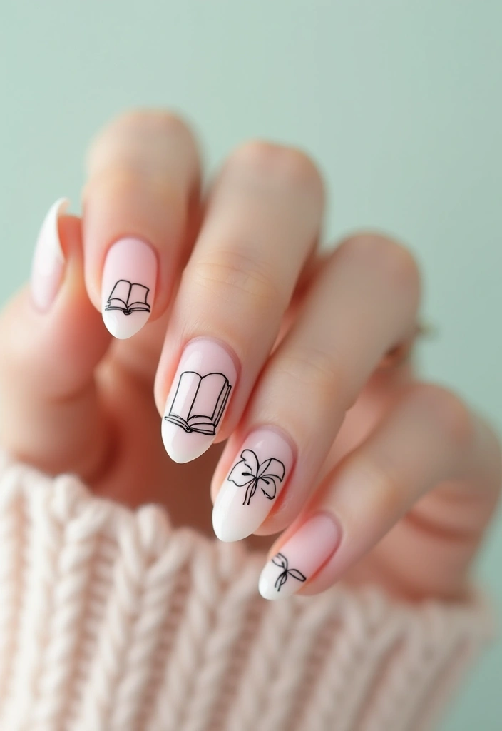 21 January Nail Art Ideas for Book Lovers That Are a Must-See! - 15. Minimalist Book Art