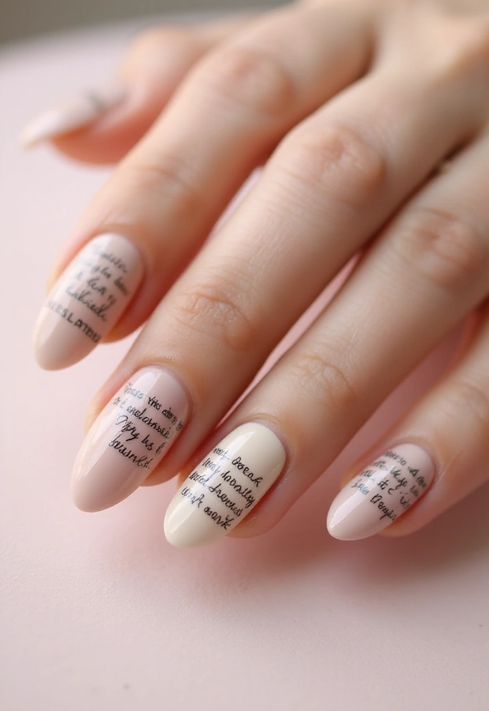 21 January Nail Art Ideas for Book Lovers That Are a Must-See! - 3. Literary Quotes