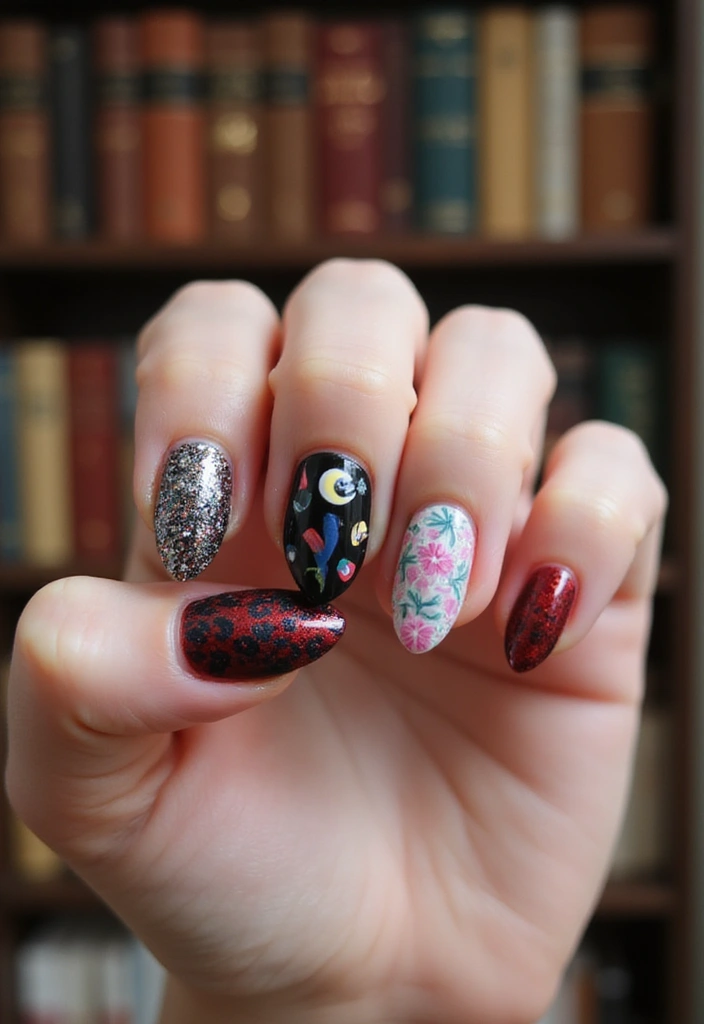 9 Cute Birthday Nail Ideas Every Book Lover Will Love - 6. Literary Genres