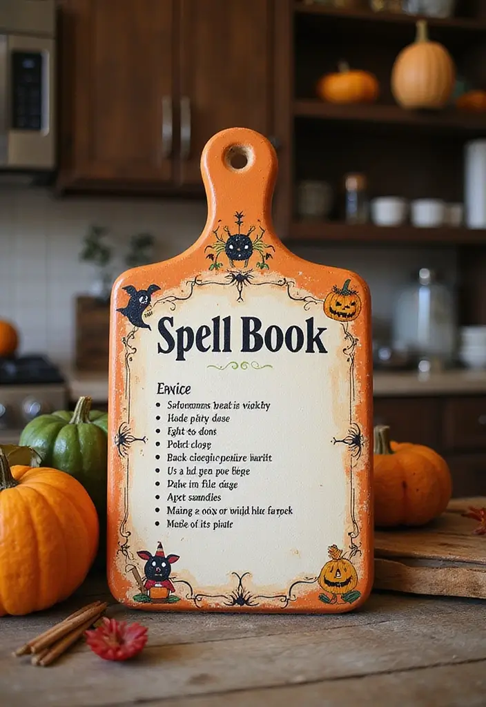 13 DIY Halloween Kitchen Decor Projects Every Book Lover Must Try (#4 Is A Must-See!) - 7. Spell Book Recipe Board