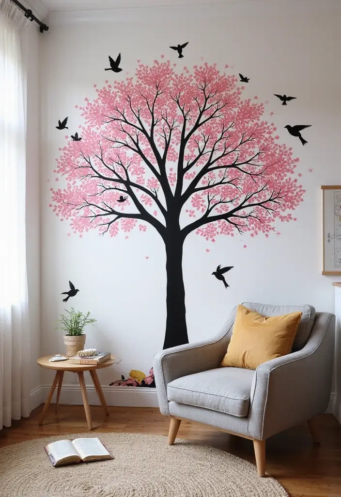 17 DIY Black and Pink Room Decor Ideas for Book Lovers  - 9. Easy Wall Murals