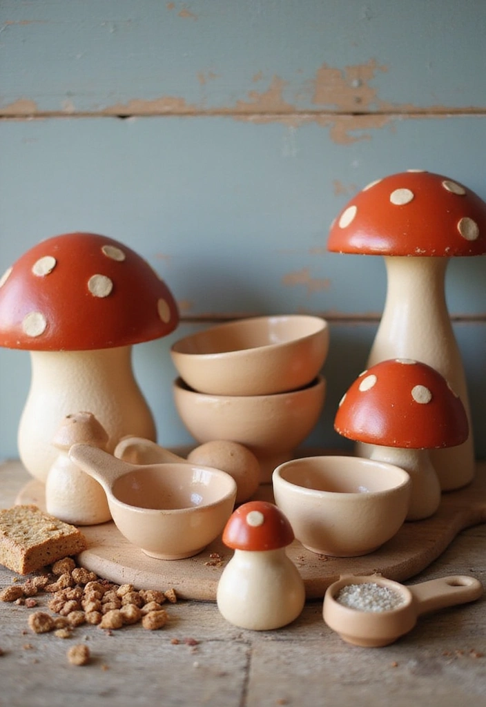 15 Whimsical Mushroom Kitchen Designs That Will Make Every Bookworm Smile! - 2. Mushroom-Shaped Kitchenware