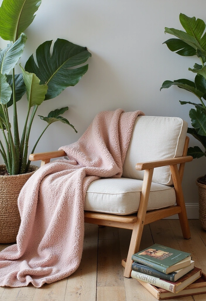 25 Cottagecore Book Nook Inspirations That Will Make You Dream of Reading! - 3. Soft Throw Blankets