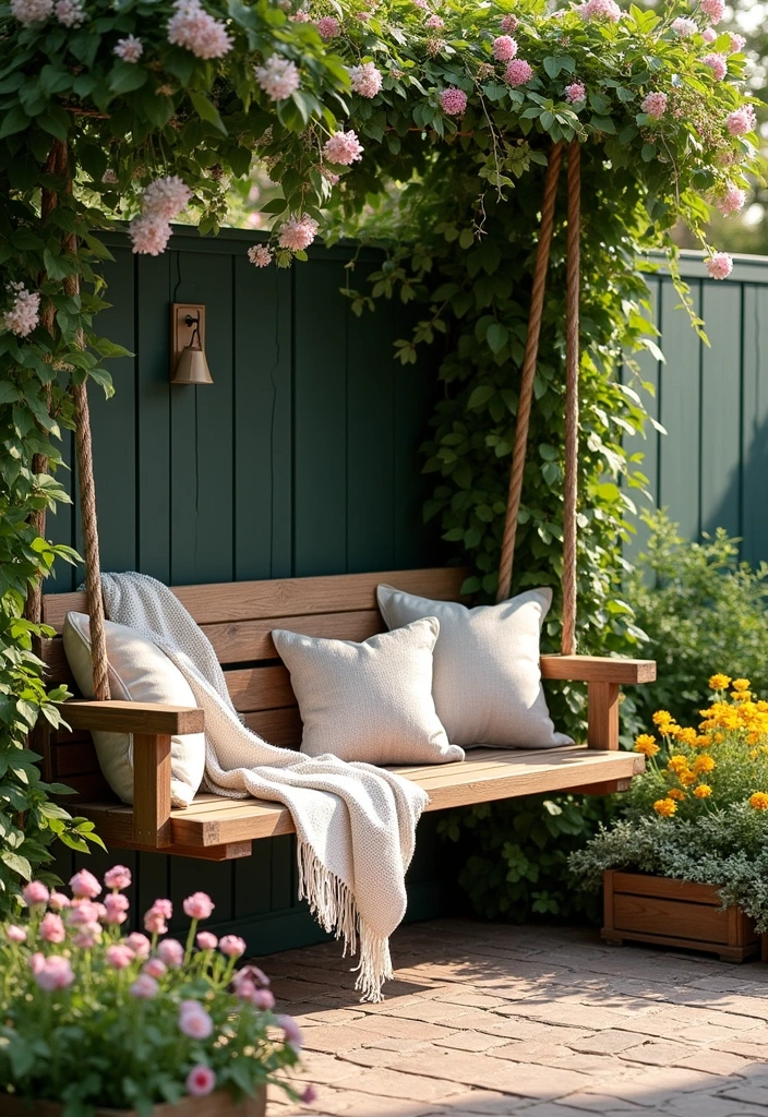 11 Minimalist Garden Nook Ideas for Bookworms (Elegance Meets Comfort!) - 1. The Floating Bench Retreat