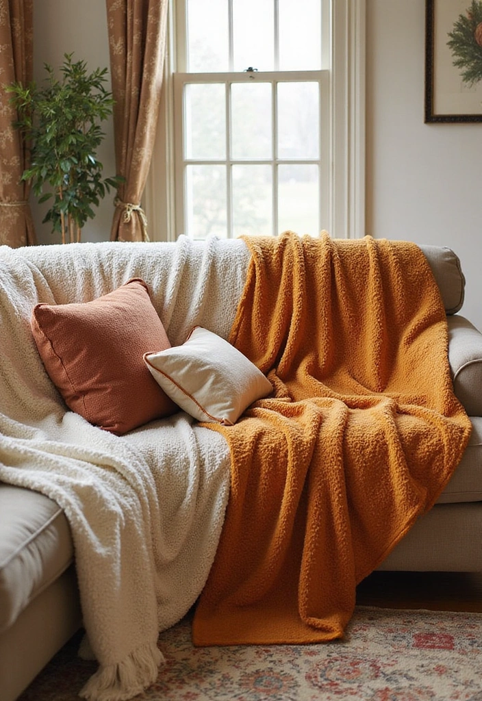 16 Easy Thanksgiving Living Room Decor Ideas for Book Lovers - 15. Themed Throw Blankets