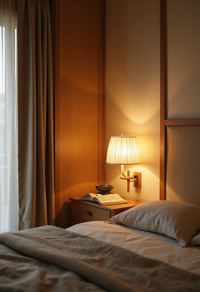 15 Cozy Japandi Bedroom Decor Ideas That Will Inspire Every Book Lover! - 13. Wall-mounted Lamps