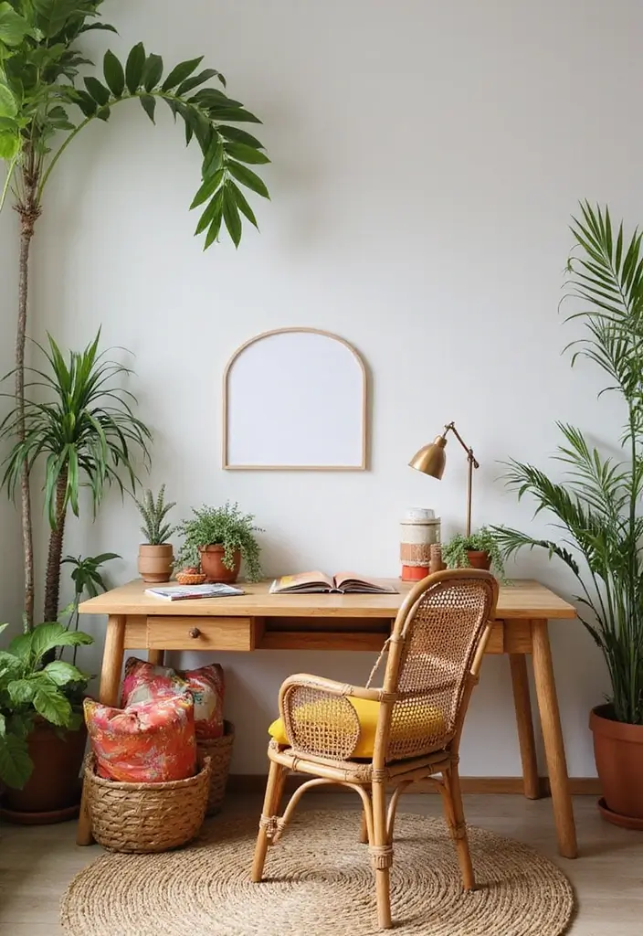 15 Boho Home Office Decor Ideas Every Book Lover Will Adore  - 7. Rattan Furniture