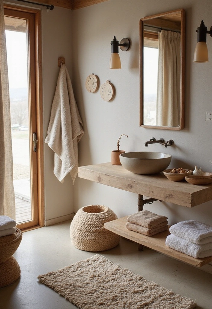 12 Japandi Bathroom Ideas That Book Lovers Can't Resist (You'll Want to Copy #5!) - 10. Layered Textiles for Comfort