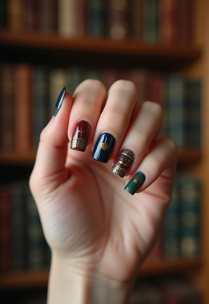 15 Personalized Square Nail Inspo for Every Book Lover (You’ll Be Inspired by #13!) - 1. Classic Book Cover Designs