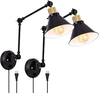 TRLIFE Plug in Wall Sconces, Dimmable Wall Sconce Swing Arm Wall Lights ...