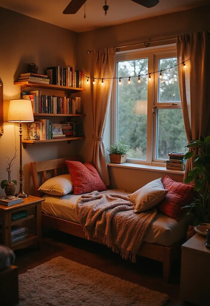 14 Dorm Wall Decor Ideas for Book Lovers to Elevate Your Room - 7. Book Nook Corner