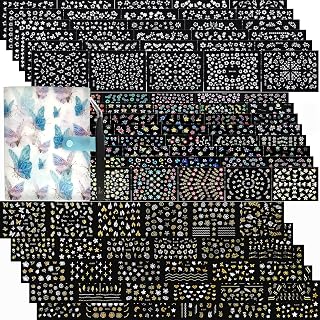 Zoance 102 Sheets Nail Art Stickers & Storage Book,5200 Pieces 3D Self-A...