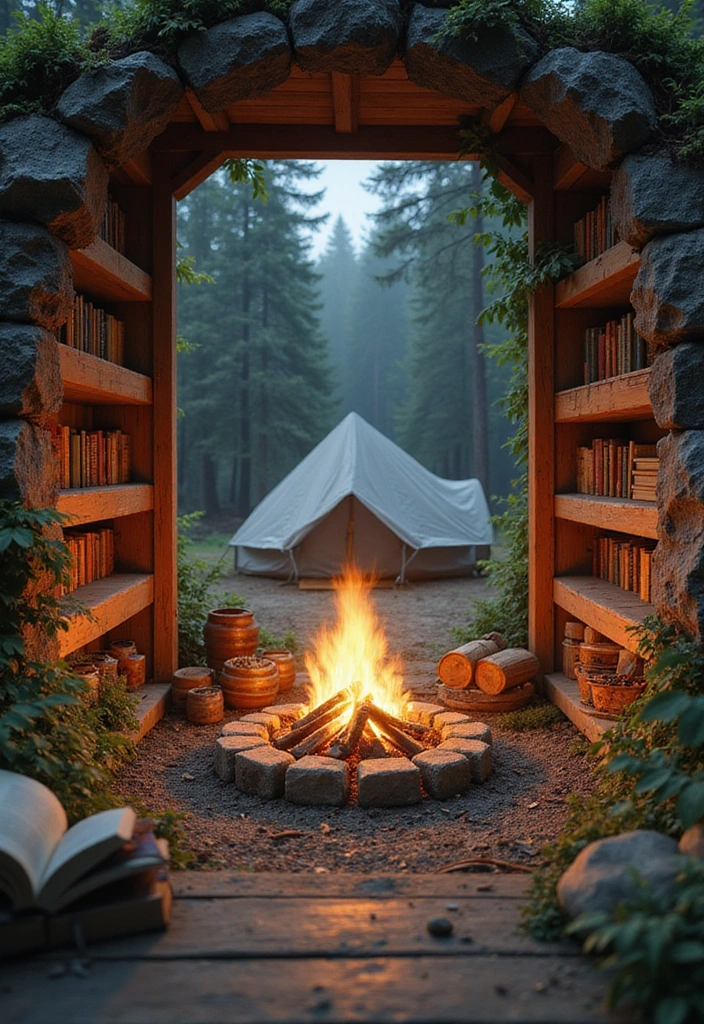 17 Mind-Blowing 3D Book Nook Ideas Every Bookworm Needs to Try Right Now! - 16. Outdoor Campfire