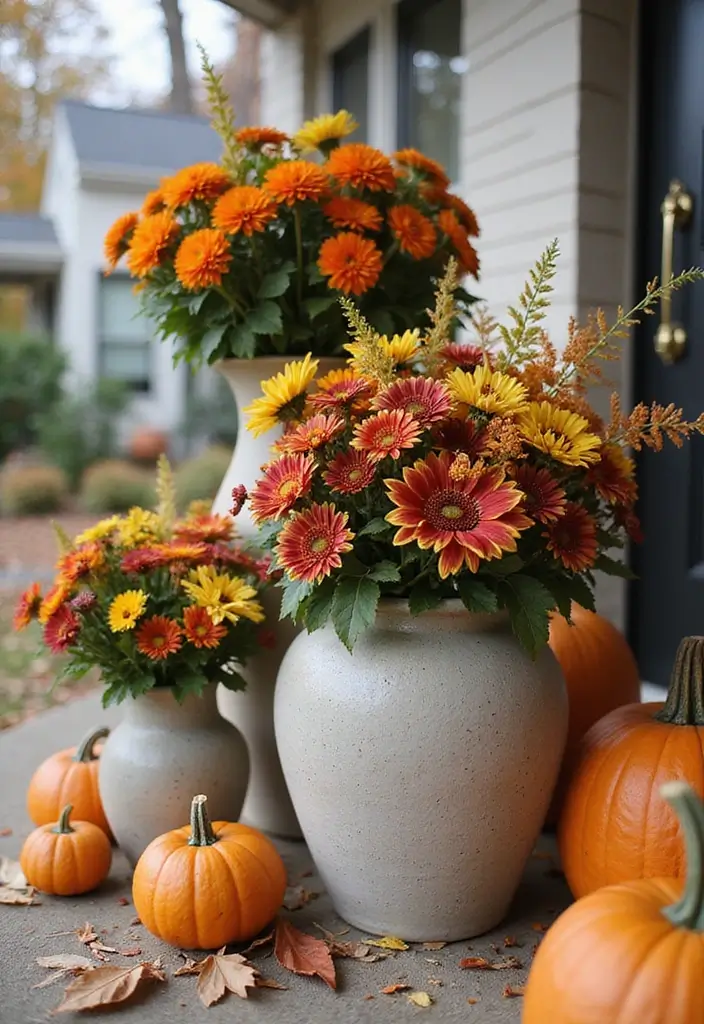 15 DIY Fall Front Porch Decor Ideas for Book Lovers - 12. Seasonal Flower Arrangements