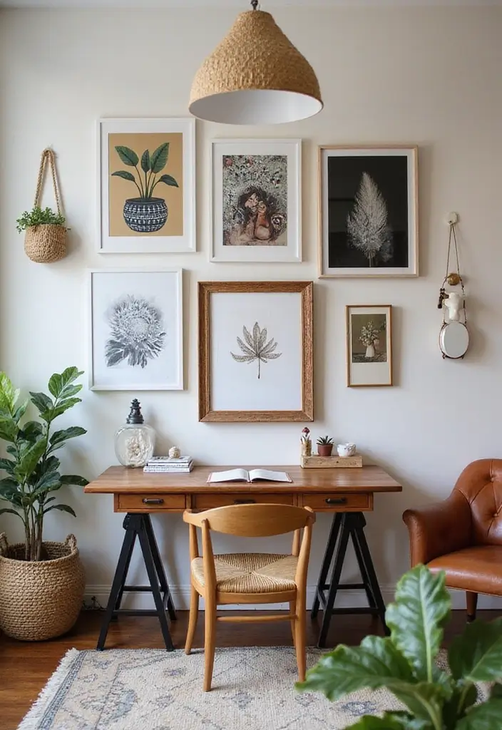 15 Boho Home Office Decor Ideas Every Book Lover Will Adore  - 6. Artistic Wall Decor