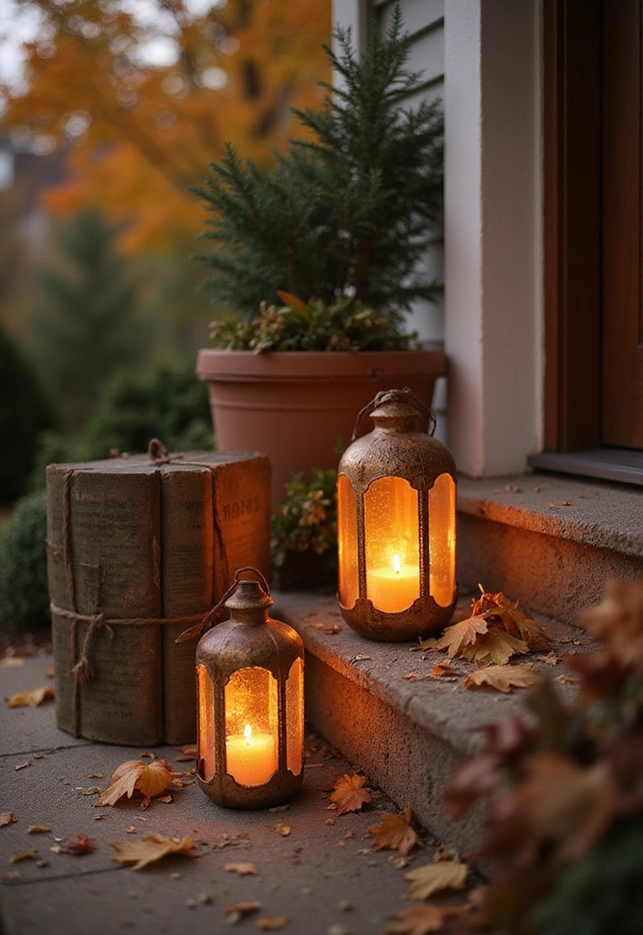 17 Enchanting Fall Door Decor Ideas for Book Lovers That Will Make Your Neighbors Jealous! - 15. Book-Themed Lanterns