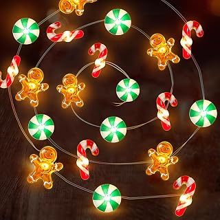 [Timer] 10 FT 30 LED Christmas String Lights Decorations Gingerbread Man...