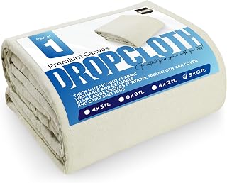 Utopia Drop Cloth for Painting (9x12 ft, 1 Pack) Washable and Reusable C...