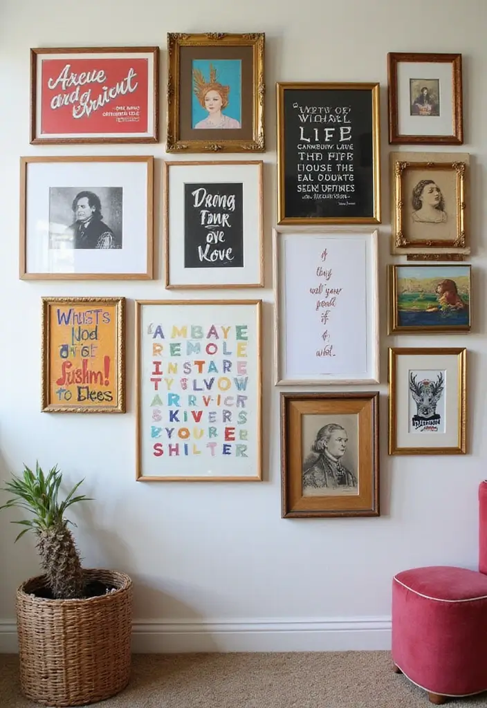15 Boho Living Room Decor Ideas Every Book Lover Needs to Try - 5. A Gallery Wall of Art and Quotes