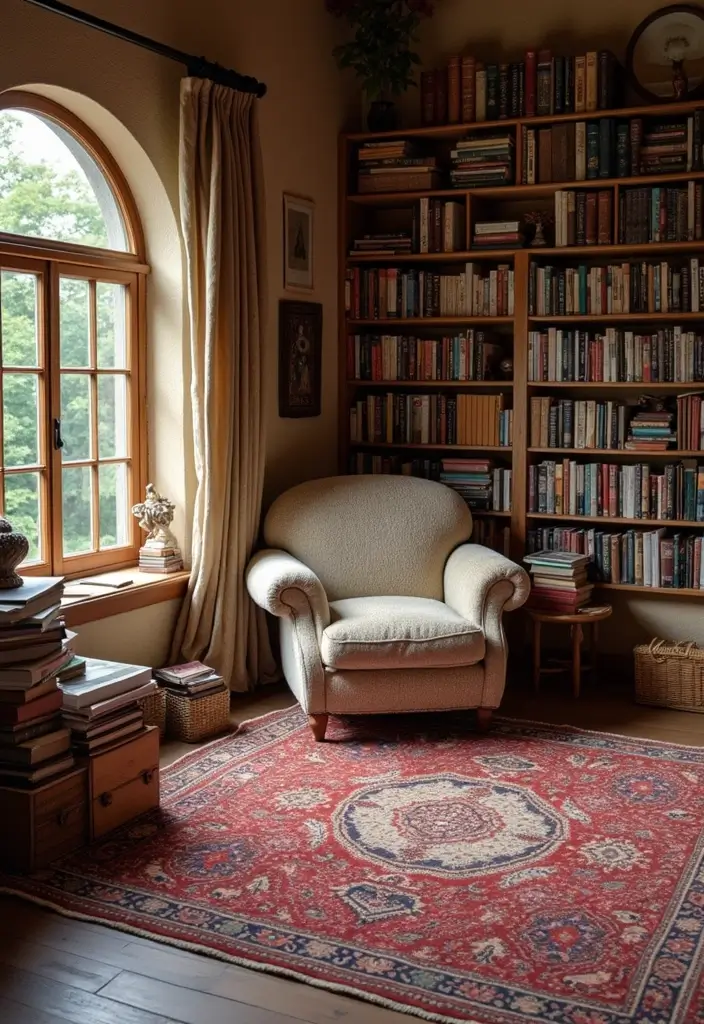 23 Aesthetic Grandmacore Home Decor Ideas for Book Lovers - 5. Layered Rugs