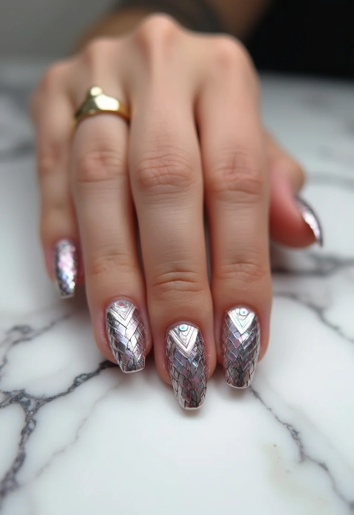 16 Chic Chrome Nail Art Ideas for the Stylish Bookworm (Don't Miss #3!) - 9. Geometric Chrome for a Modern Twist