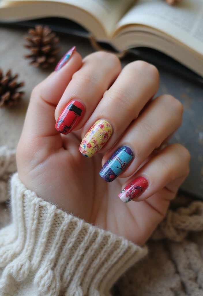 14 Book-Themed Winter Nail Designs Every Book Lover Will Adore! - 4. Thematic Book Covers
