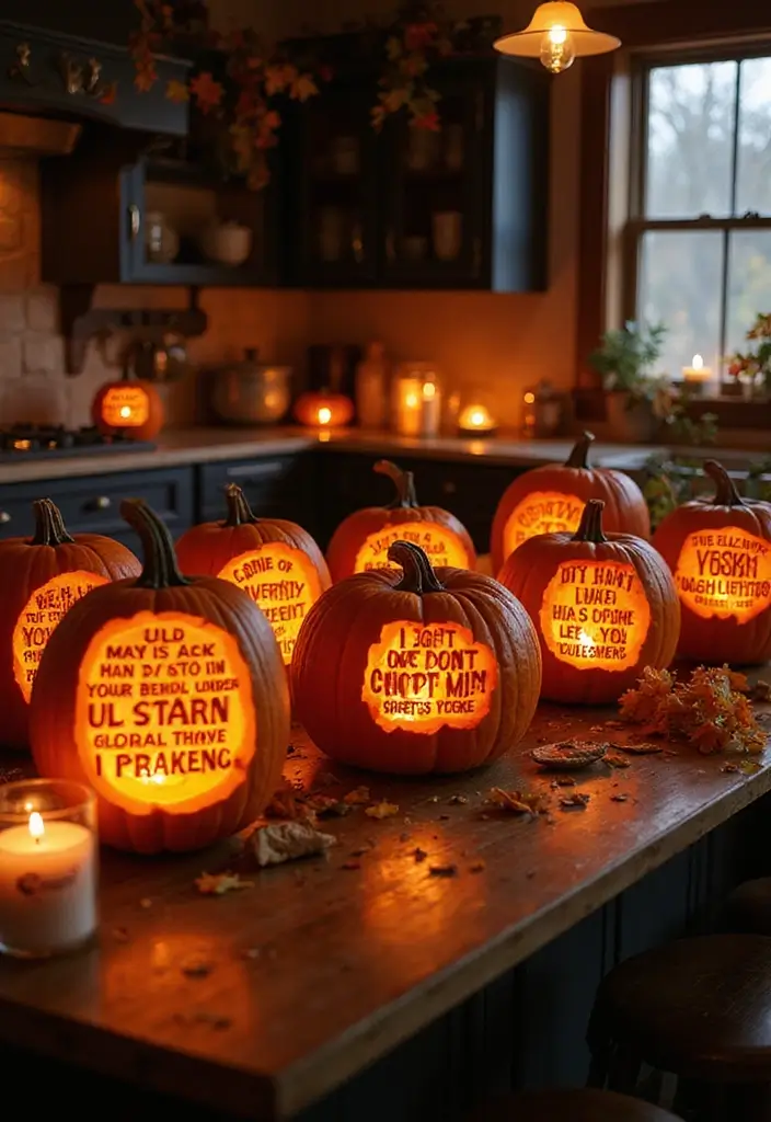 13 DIY Halloween Kitchen Decor Projects Every Book Lover Must Try (#4 Is A Must-See!) - 5. Literary Pumpkin Carvings