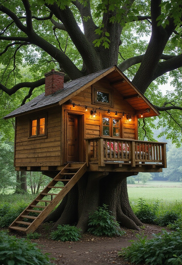 19 DIY Cottagecore Garden Decor Ideas for Book Lovers - 3. Fairy Tale Treehouse