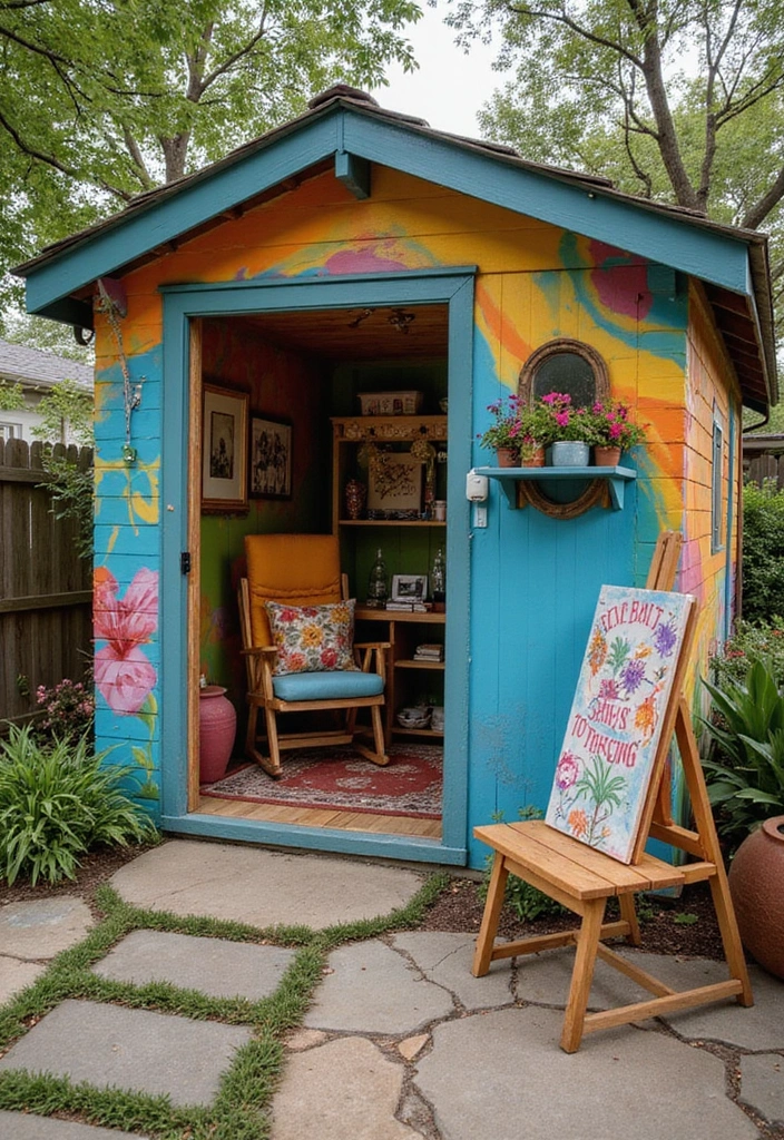 14 Enchanting Small Garden Shed Ideas for Bookworms (Get Inspired! - 7. The Artistic Studio Shed