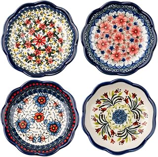 Sizikato 4pcs Porcelain Appetizer Plate, 4-Inch Snack Plate Sauce Dippin...
