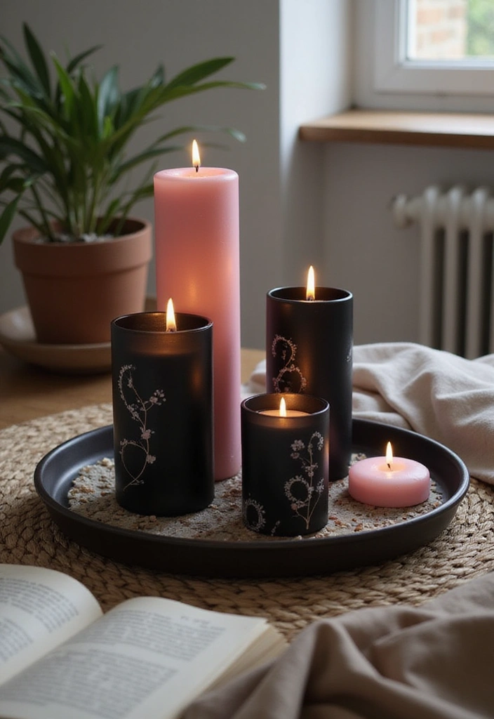 17 DIY Black and Pink Room Decor Ideas for Book Lovers  - 11. DIY Black and Pink Candles