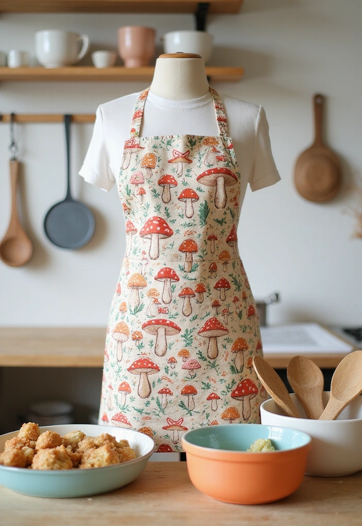 15 Whimsical Mushroom Kitchen Designs That Will Make Every Bookworm Smile! - 10. Delightful Mushroom Aprons