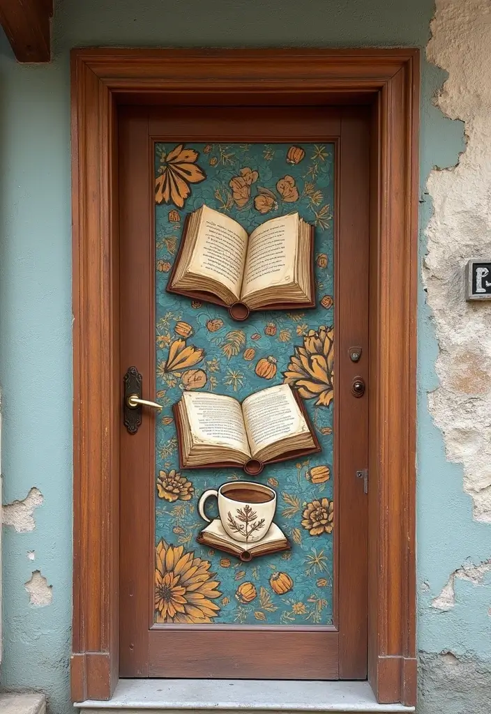 10 Door Mural Ideas for Book Lovers That Will Transform Your Home Into a Literary Wonderland! - 8. Bookish Patterns and Textures