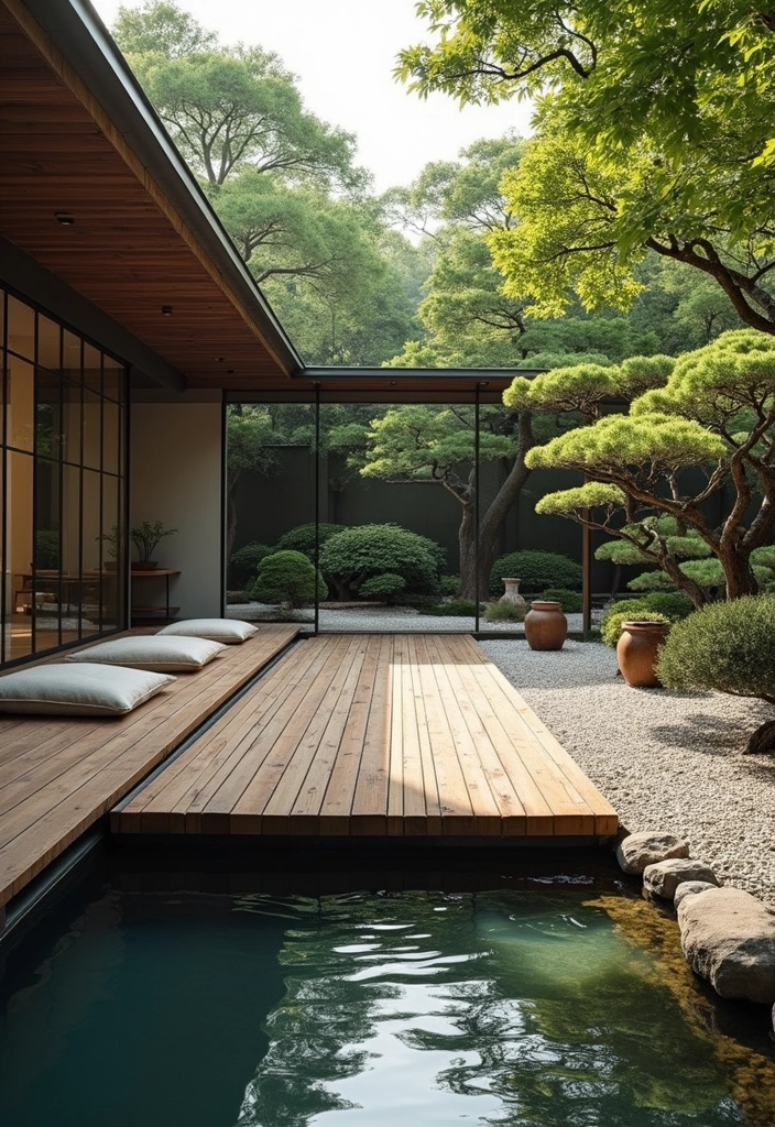 11 Minimalist Garden Nook Ideas for Bookworms (Elegance Meets Comfort!) - 7. A Zen-inspired Corner