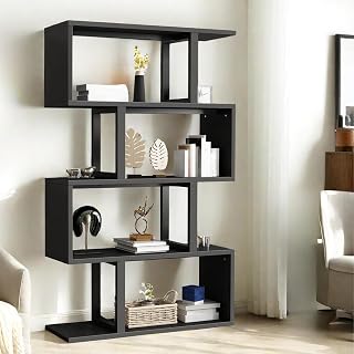 YITAHOME Geometric Bookshelf, 5-Tier Bookshelf S-Shaped Bookshelves, Mod...
