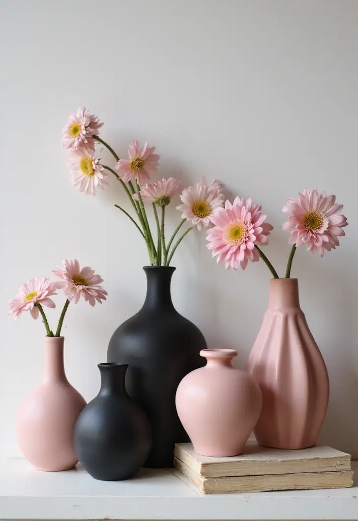17 DIY Black and Pink Room Decor Ideas for Book Lovers  - 17. Decorative Vases