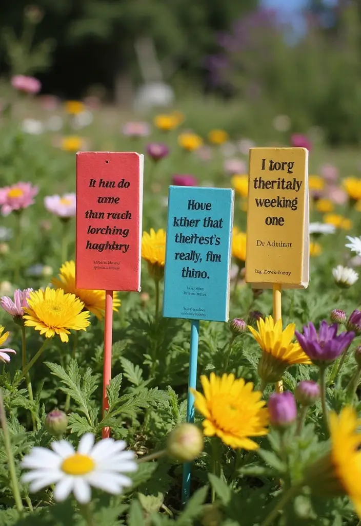 19 DIY Cottagecore Garden Decor Ideas for Book Lovers - 5. Garden Bookmark Stakes