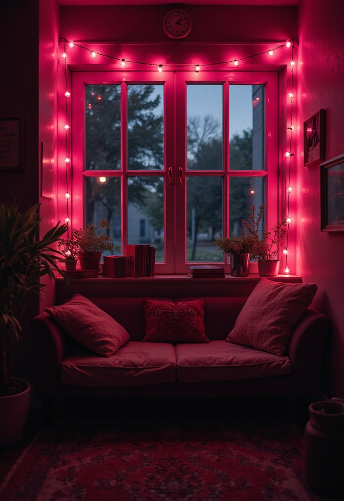 17 DIY Black and Pink Room Decor Ideas for Book Lovers  - 8. Black and Pink Fairy Lights