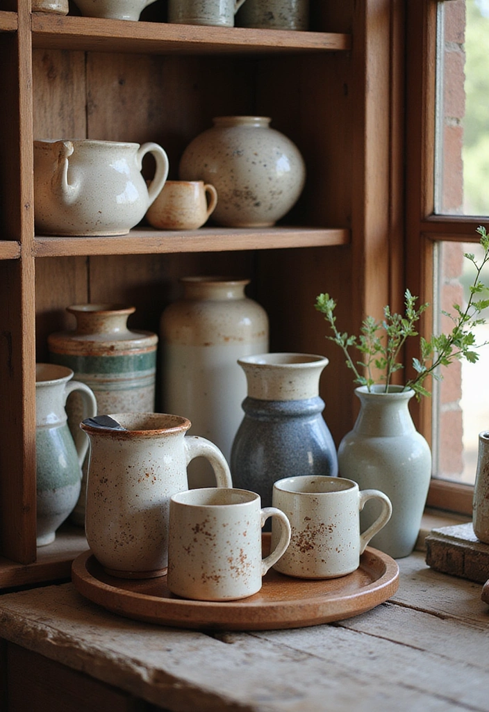 23 Aesthetic Grandmacore Home Decor Ideas for Book Lovers - 20. Handmade Pottery