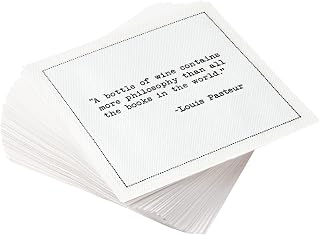 Five Star Napkins Literary Bar Quotes White Cotton Cocktail Napkins, Bev...
