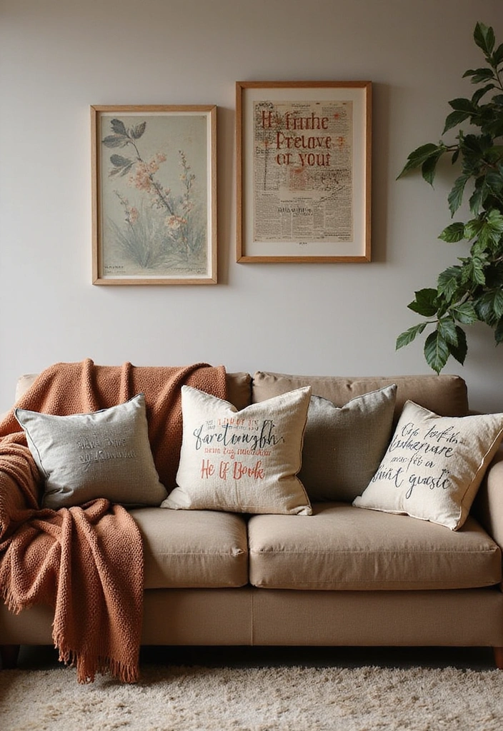 16 Book Lover's Living Room Ideas That Will Inspire Your Next Home Makeover! - 5. Reading Themed Textiles