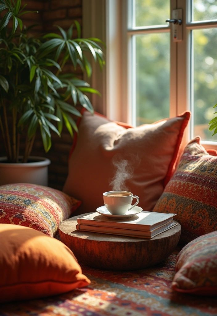 15 Boho Living Room Decor Ideas Every Book Lover Needs to Try - 1. Cozy Reading Nook with Floor Cushions