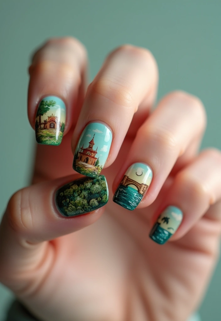 15 November Nail Designs That Will Make Every Book Lover's Heart Skip a Beat! - 9. Literary Landscapes