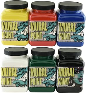 Chroma Mural Paint, Assorted Primary Colors, Pints, Set of 6