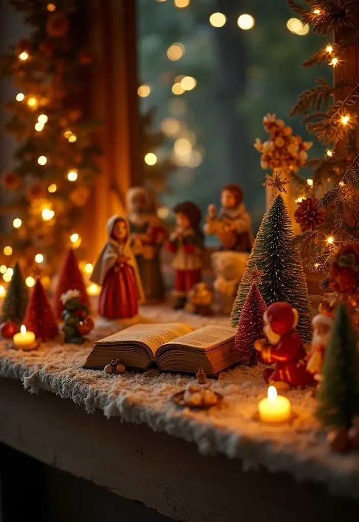 17 Whimsical Bookish Mantel Decor Ideas for Christmas  - 14. Christmas Story Scene