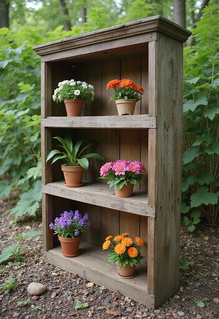 19 DIY Cottagecore Garden Decor Ideas for Book Lovers - 10. DIY Plant Bookshelf